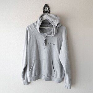 Magnolia Gray Hoodie Womens M French Script Made USA Soft Pullover